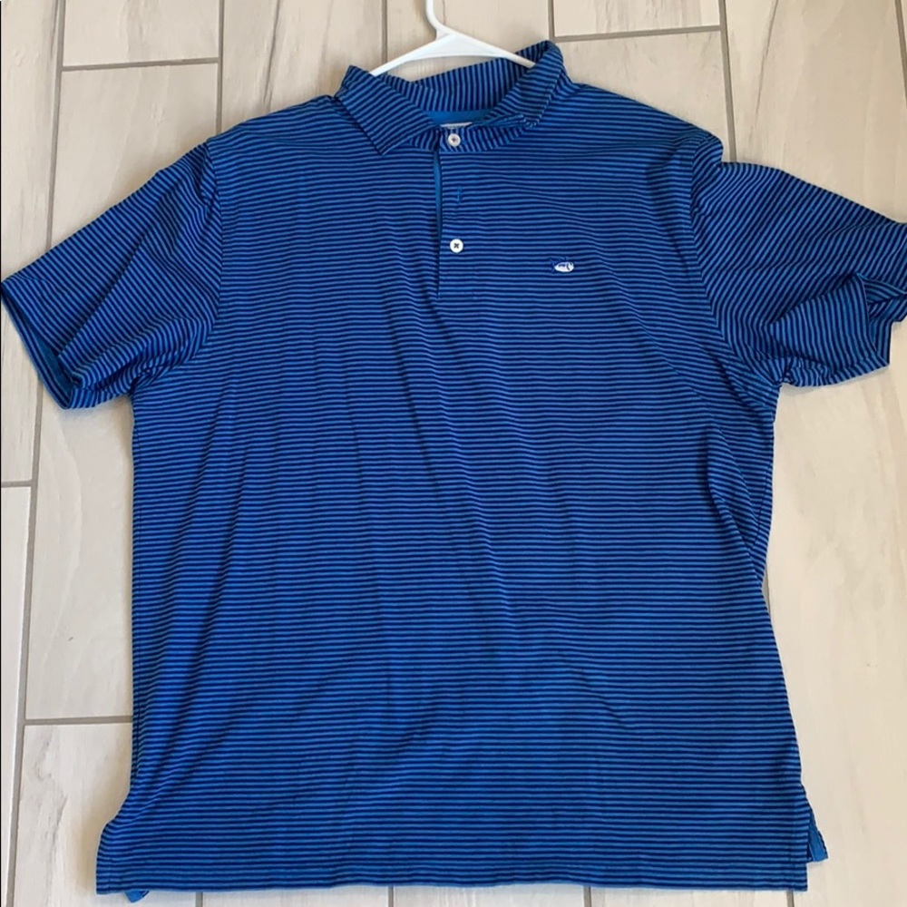 Southern Tide🐟 navy and blue striped polo